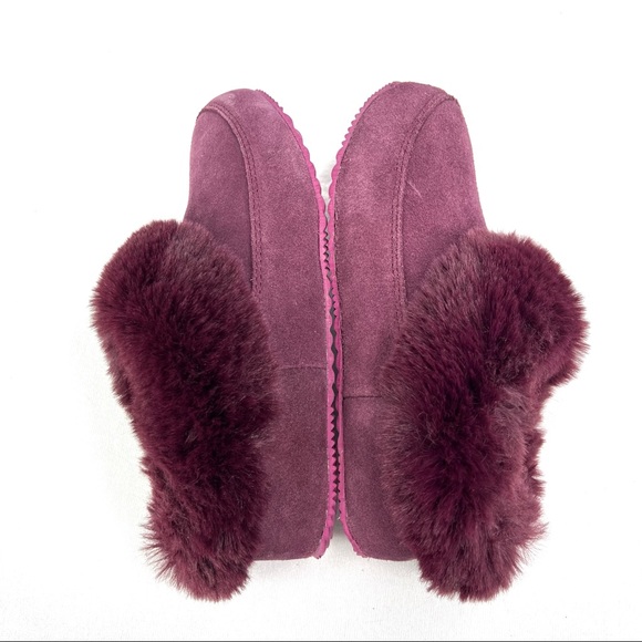 Sorel Go Coffee Run Slippers Slip On Red Suede Faux Fur Lined Rubber Sole 6 - Picture 6 of 8